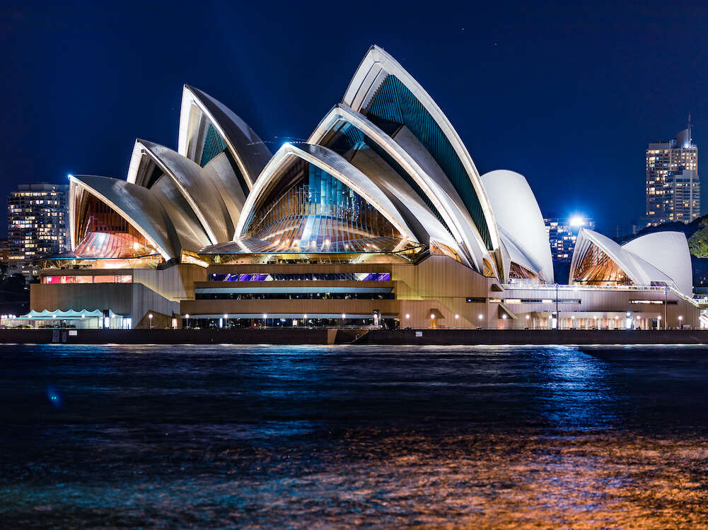 vista exterior nocturna opera de sydney